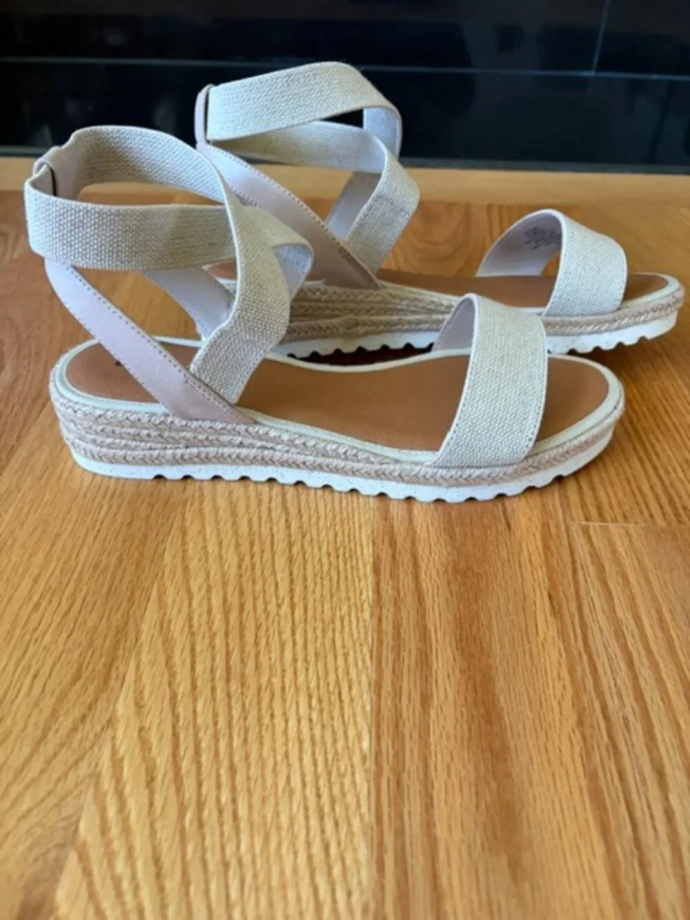 Lucky Brand LK-Thimba Wedge Sandals 8.5 Natural Smoke/Grey